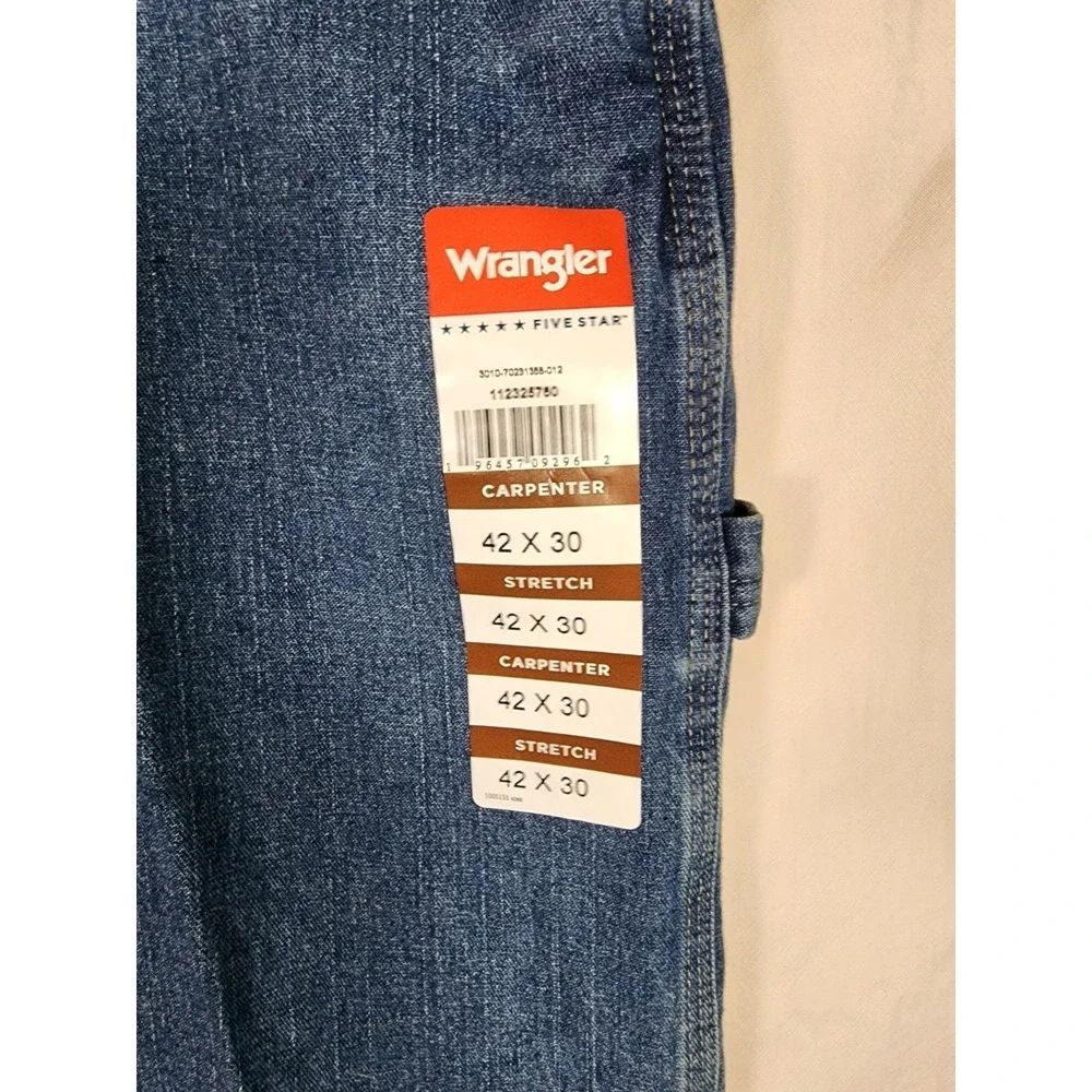 Wrangler NWT Five Star Heritage Carpenter Blue Jeans Men's 42x30 Work Pants - Picture 2 of 6
